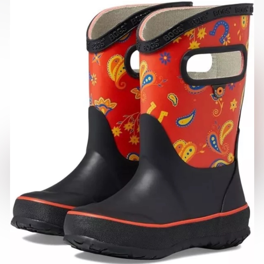 NEW Bogs Western Rain Boots Red Multi Big Girls Size 5